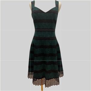 Donna Ricco NWOT Elegant Sleeveless Black and Green Lace Dress 6